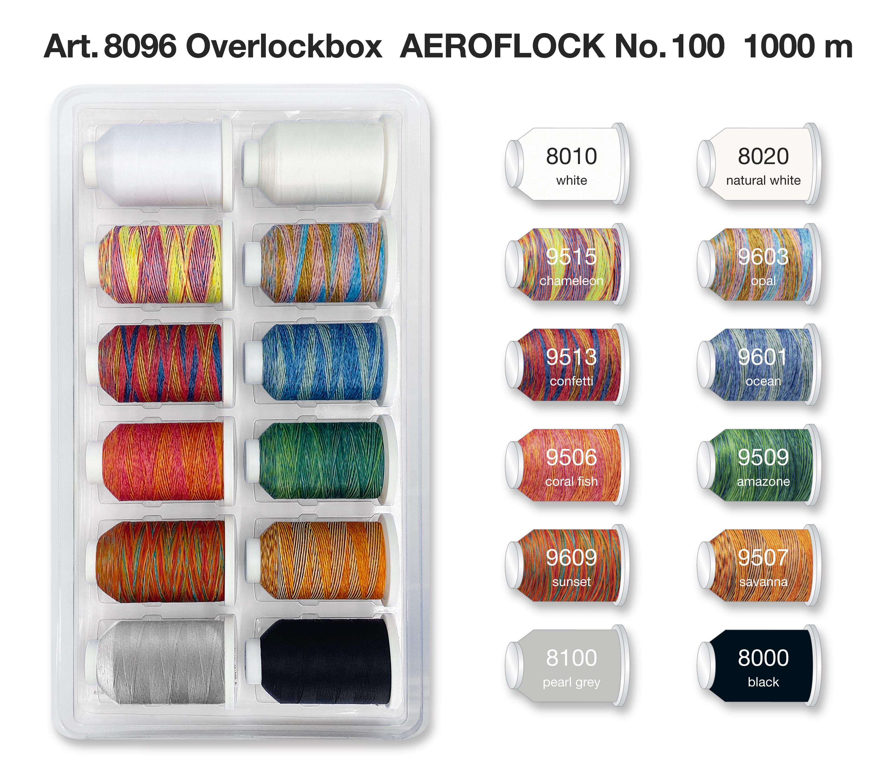 Набор ниток  Madeira Multicolor AeroFlock № 100 Blister Box (арт. 8096), 12×1000 м