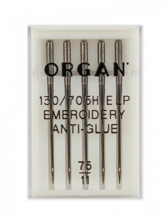 Иглы Organ вышивальные Anti-Glue №75, 5шт