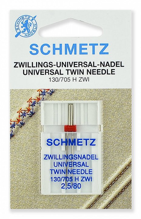 Иглы Schmetz стандартные двойные № 80/2.5,  1 шт.
