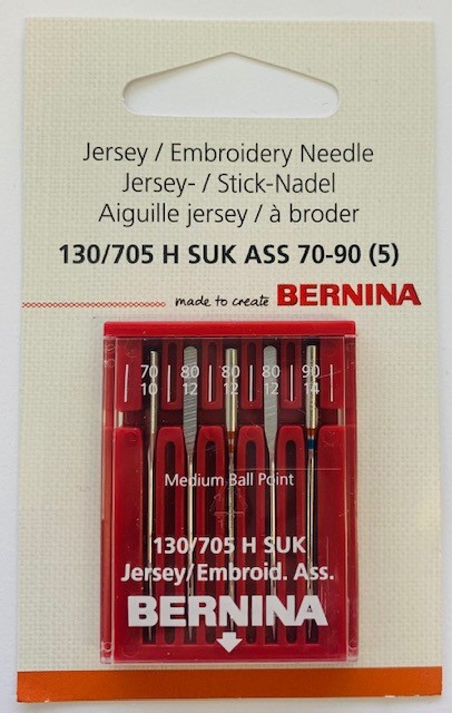 Иглы Bernina набор  Jersey/Embroidery, 70 (1), 80 (3), 90 (1), 130/705 H SUK ASS