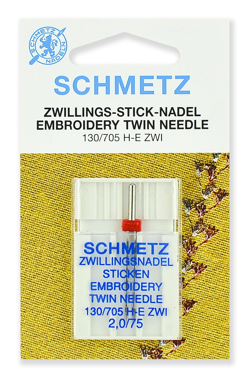 Иглы Schmetz вышивальные двойные № 75/2.0,  1 шт.