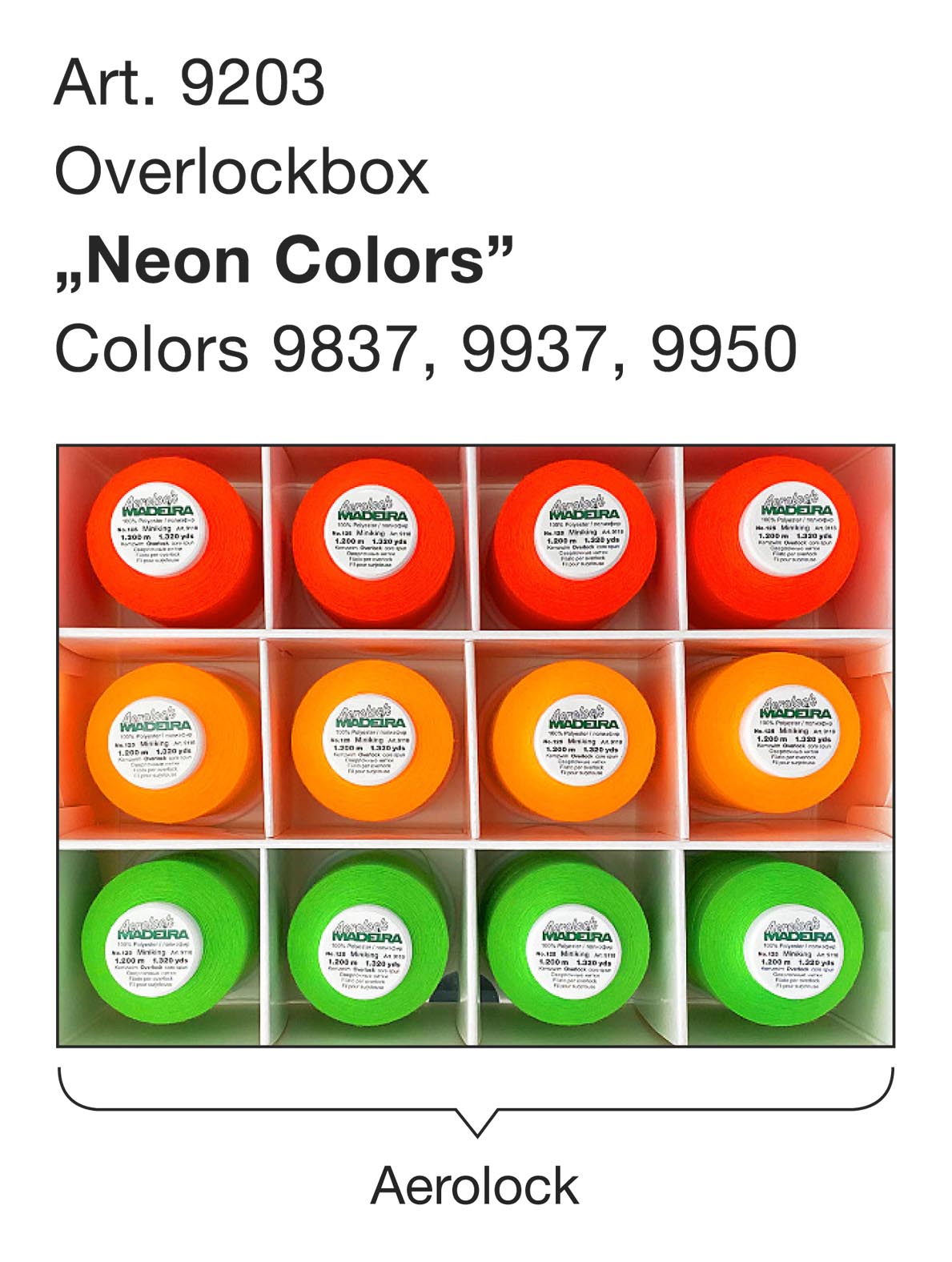 Набор ниток Madeira Overlockbox 3+1 "Neon Colors"(арт. 9203)